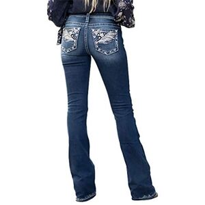 🩵NEW🩵 NWT! Women's Jeans Fea/Flower Embroidery Mid Rise Stretchy Bootcu